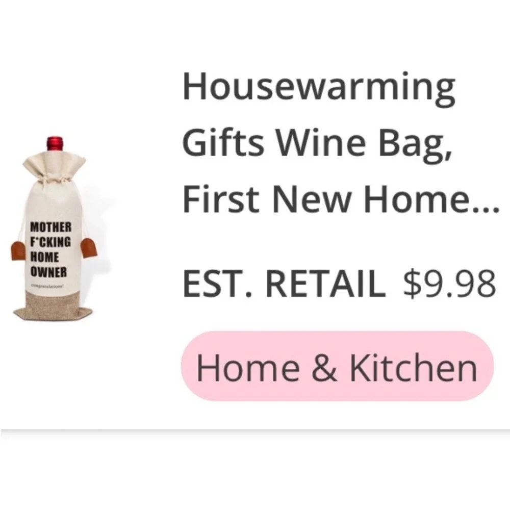 Mother F*cking Home Owner Burlap Wine Gift Bag Housewarming Congratulations